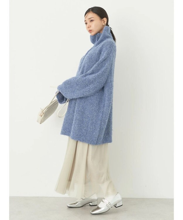 earth music&ecology ブークレハーフジップミニワンピース Dark Blue