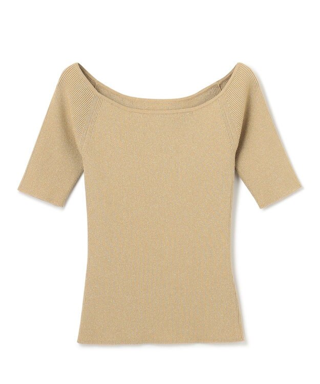 uncrave 【ご好評につき追加生産】ドライタッチ ニット オフショル トップス（uncrave WHITE） サンドベージュ×ゴールド