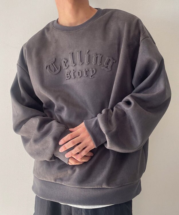 WEGO フェイクスウェードロゴプルオーバー ブラック中濃色