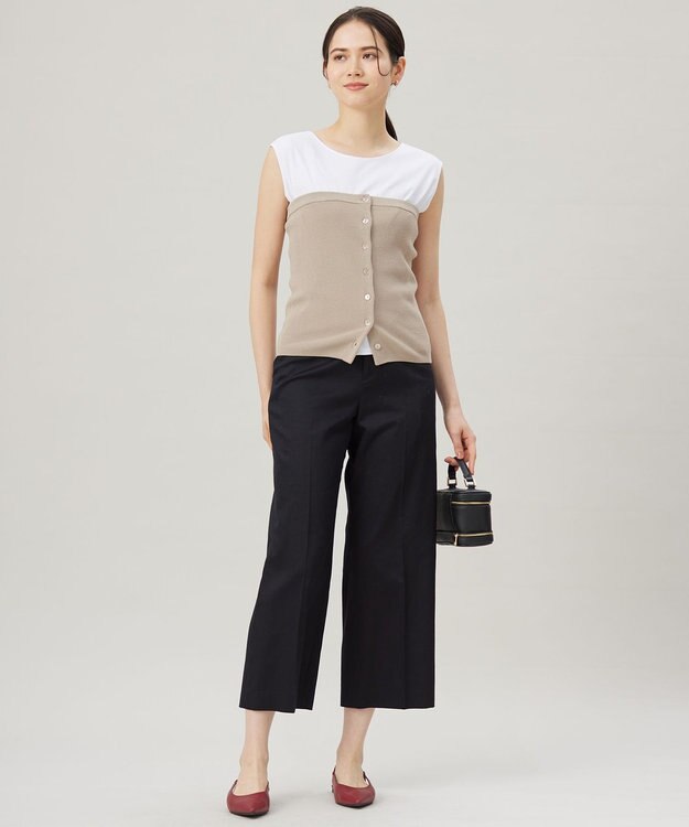 自由区 【洗える】ドライコットンハイゲージニット ビスチェ ベージュ