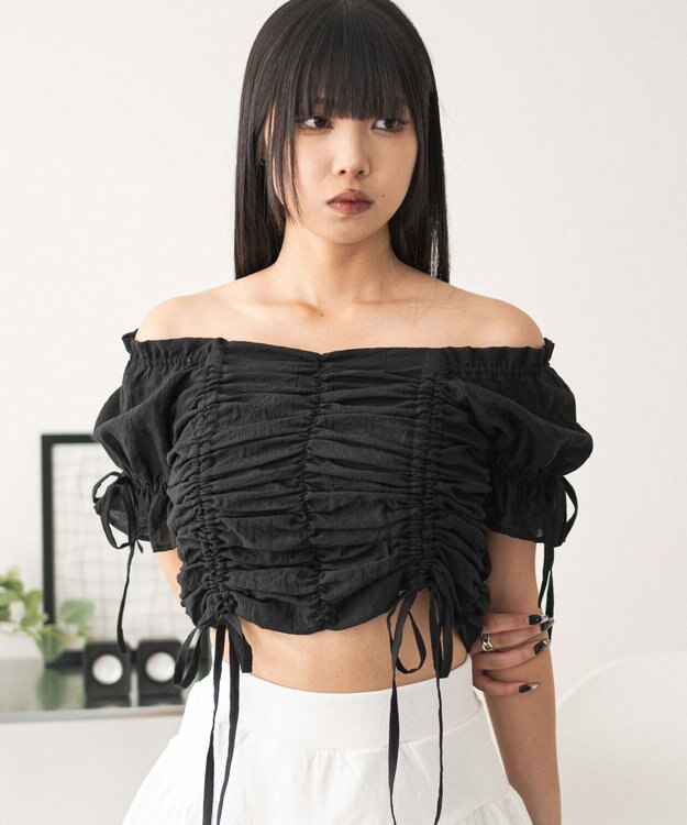 WEGO 2WAYドロストブラウス ブラック