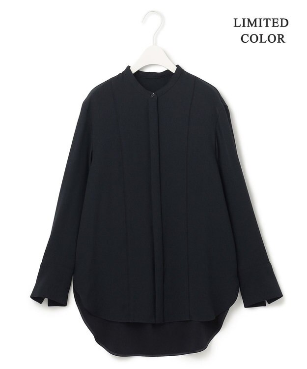 ICB 【WEB限定カラーあり・洗える】 ライトダブルクロス バンドカラーシャツ ネイビー系［WEB限定］