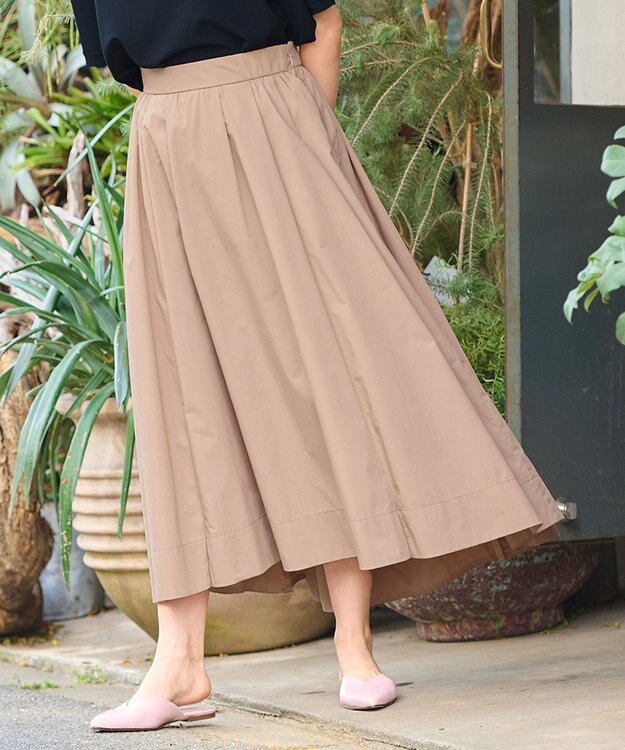 洗える】ストレッチタイプライター タックギャザースカート / 自由区 L