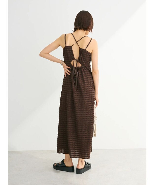 Green Parks カップ付きフリル生地キャミワンピース Brown