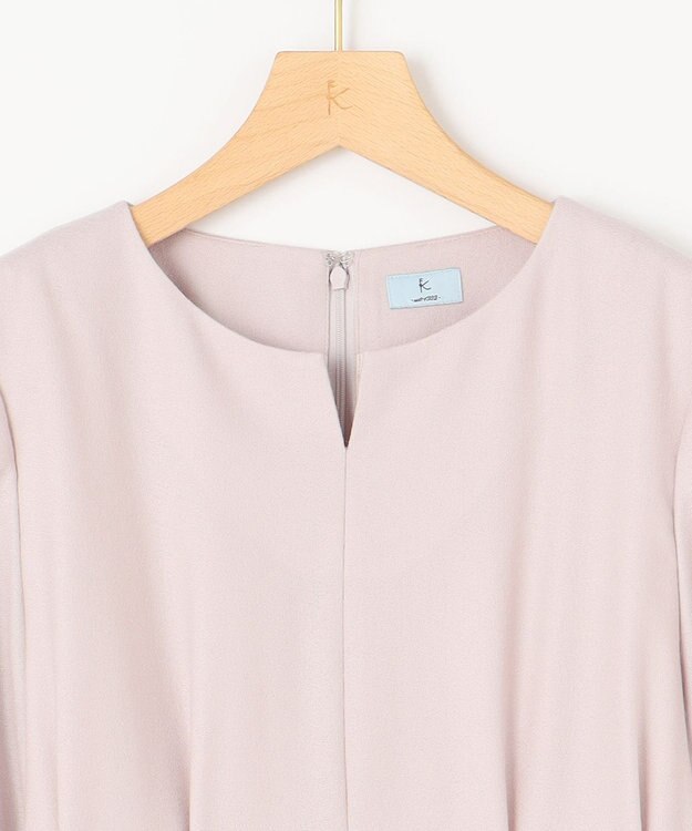 組曲 ウールジョーゼット スリットネックワンピース ローズ系