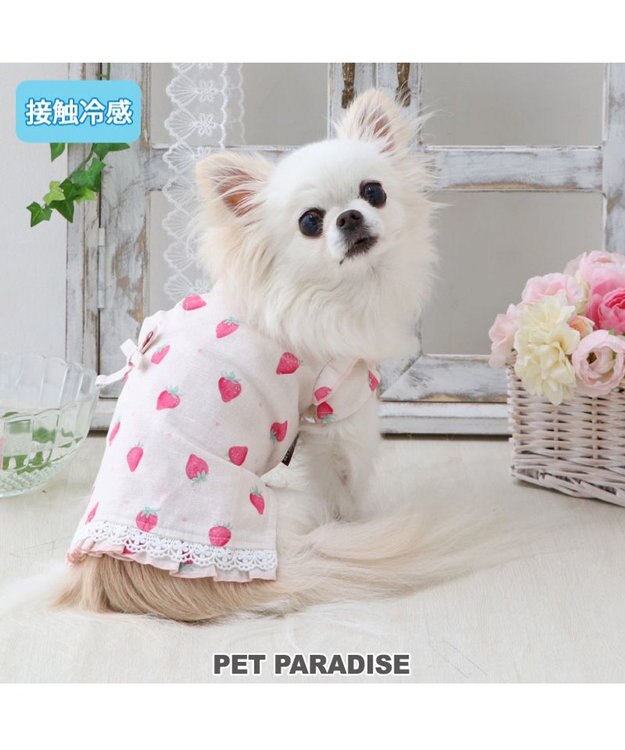 PET PARADISE ペットパラダイス 接触冷感 背中開き 甚平 《いちご柄》　小型犬 いちご柄