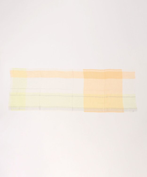 MOONBAT FURLA ラメ入りブロックチェックストール レモンイエロー