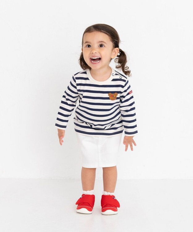 MIKI HOUSE HOT BISCUITS 【80-120cm】 ボーダー 長袖Tシャツ 紺×白