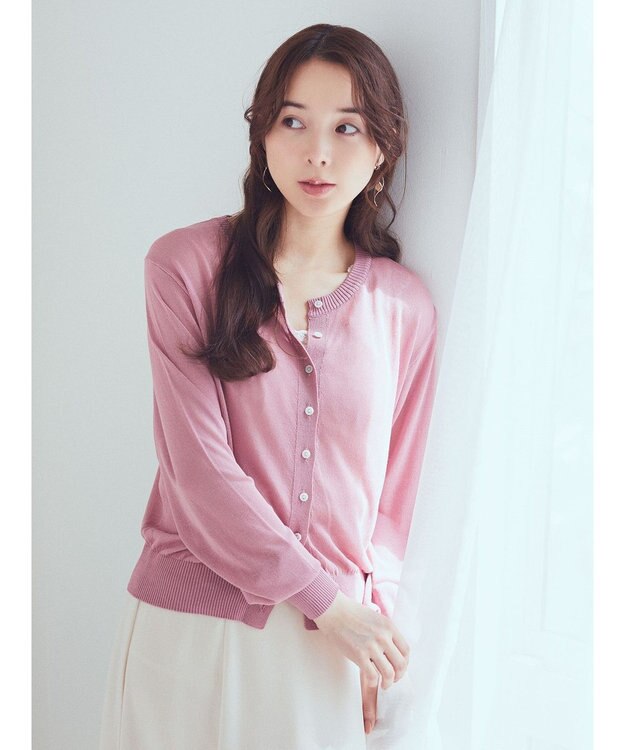 earth music&ecology シアークルーカーディガン Pink