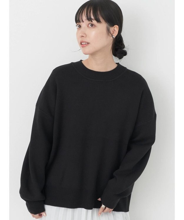 earth music&ecology アンチピリングバックスリットプルオーバー Black