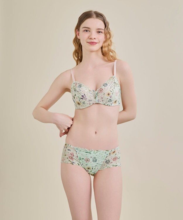 une nana cool 【リニューアル】364ブラ レース MADE WITH LIBERTY FABRIC クリアグリーン