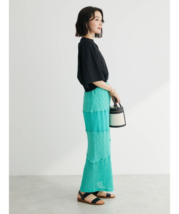 Green Parks 汗じみ防止袖ギャザープルオーバー Off White