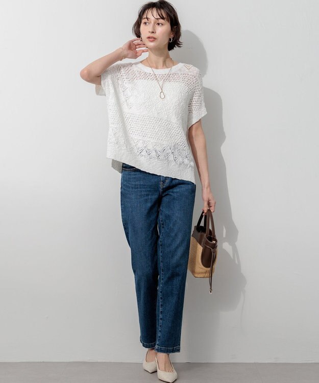 23区 S 23区DENIM ストレートフィット デニムパンツ ウォッシュドブルー系