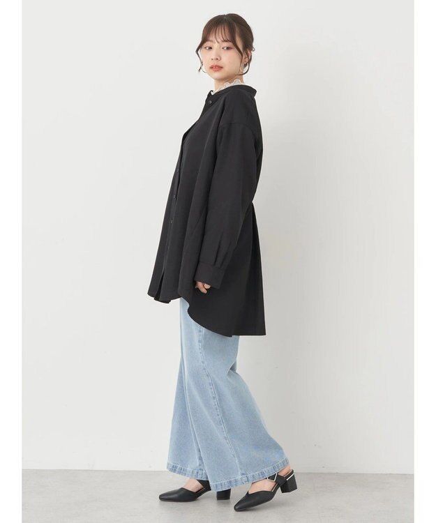 earth music&ecology バックデザインシャツ Black