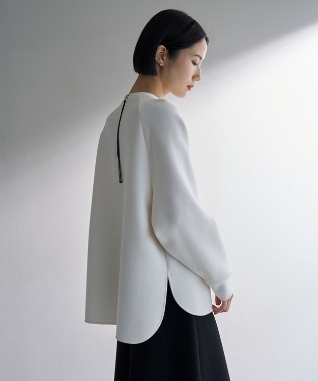 UNFILO L 【野呂佳代さん着用】BEAUTY FORM JERSEY バックZIPプルオーバー オフ