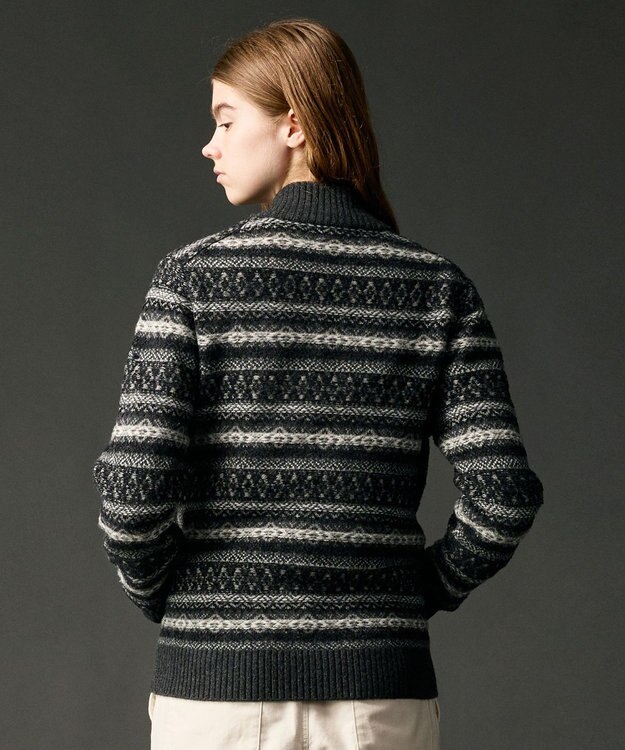 JOSEPH ABBOUD MOUNTAIN 【軽量/ソフト】ラム×モールジャカード ニットブルゾン グレー系7