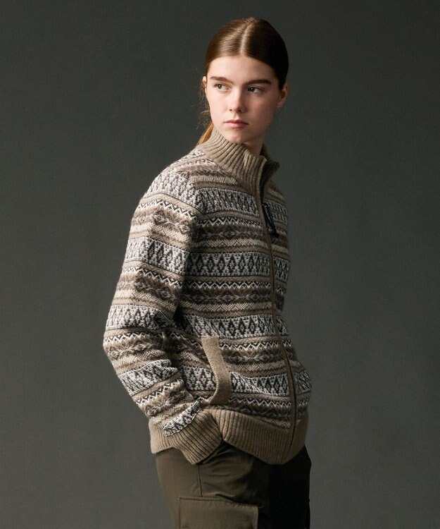 JOSEPH ABBOUD MOUNTAIN 【軽量/ソフト】ラム×モールジャカード ニットブルゾン アイボリー系7