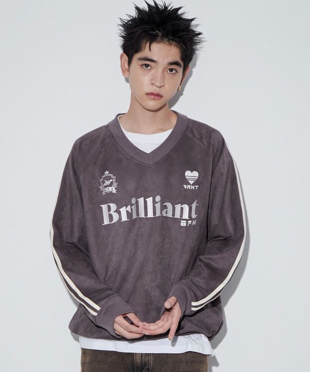 WEGO 【ユニセックス着用ITEM】フェイクスウェードグラフィックプルオーバー ブラック中濃色