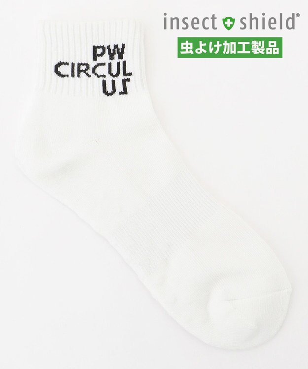 PW CIRCULUS 【虫よけ加工】【MEN】ブランドロゴ ショートソックス  ゴルフ ホワイト系