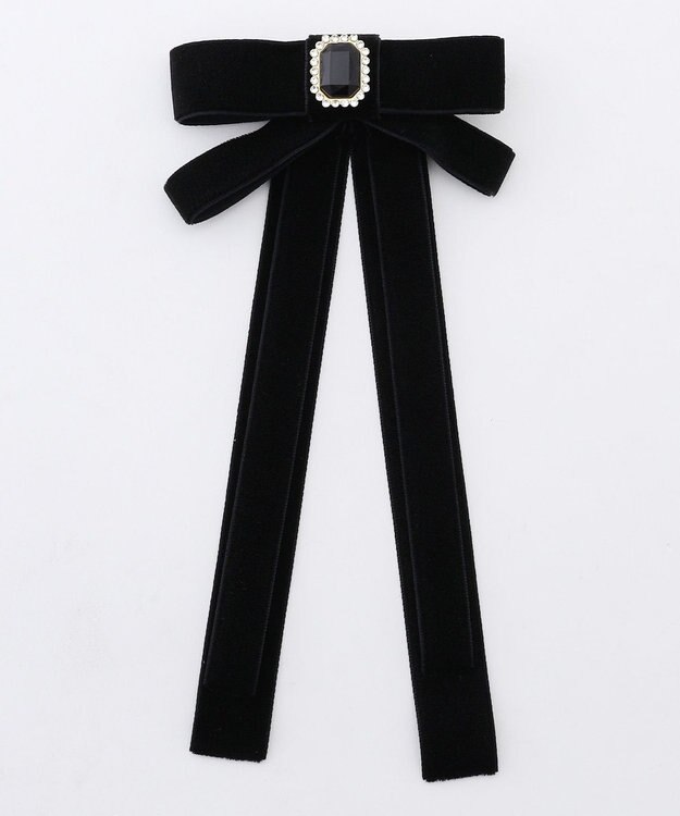 組曲 ベロアリボン ヘアクリップ ブラック系