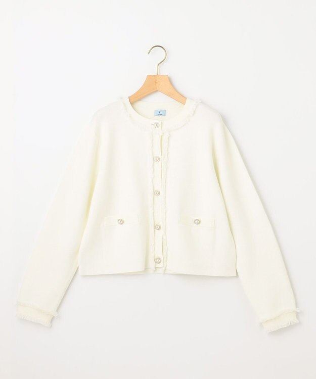 組曲 ビジューボタンニットジャケット アイボリー系