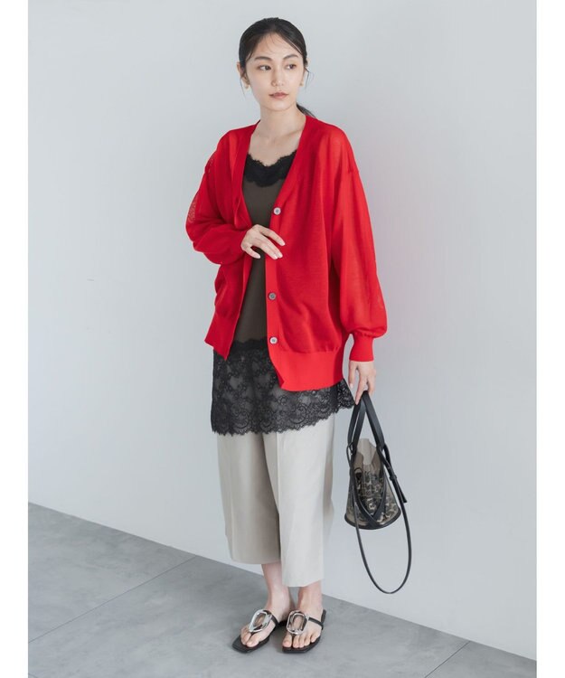 Te chichi 14GミドルVネックカーディガン《2026 SUMMER LOOK item》 レッド