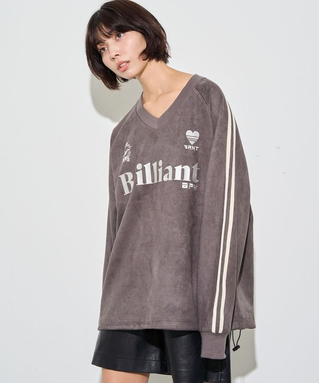 WEGO 【ユニセックス着用ITEM】フェイクスウェードグラフィックプルオーバー ブラック中濃色