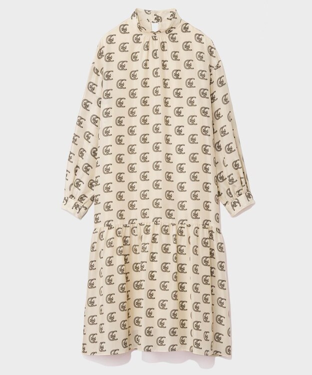 GRACE CONTINENTAL シルクモノグラムドレス ベージュ