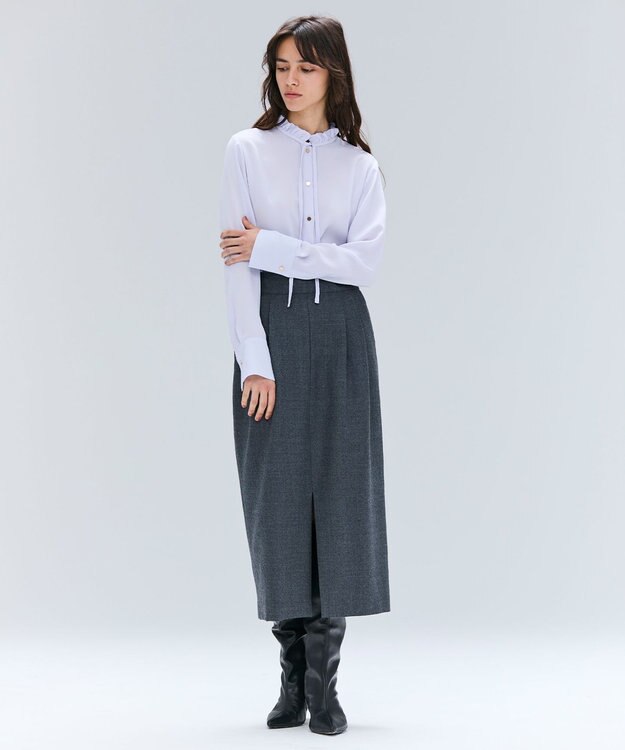 BEIGE， 【VERY NaVY12月号掲載】TERNES / 2タックウールスカート Md.Gray