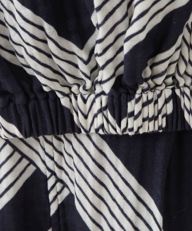 UCHINO クレープガーゼ ジオメトリックブラウス ダークブルー