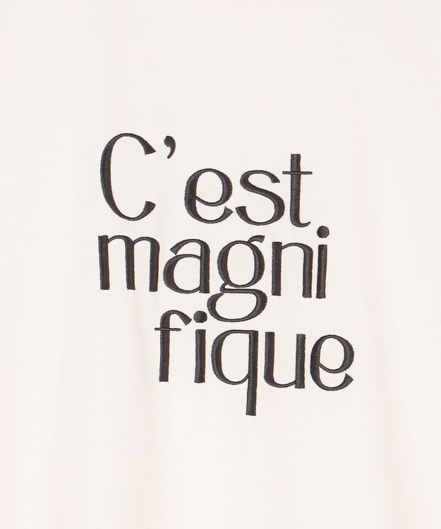 UNFILO L BEAUTY FORM ロゴ刺繍フレンチスリーブTシャツ 白[ロゴ大]