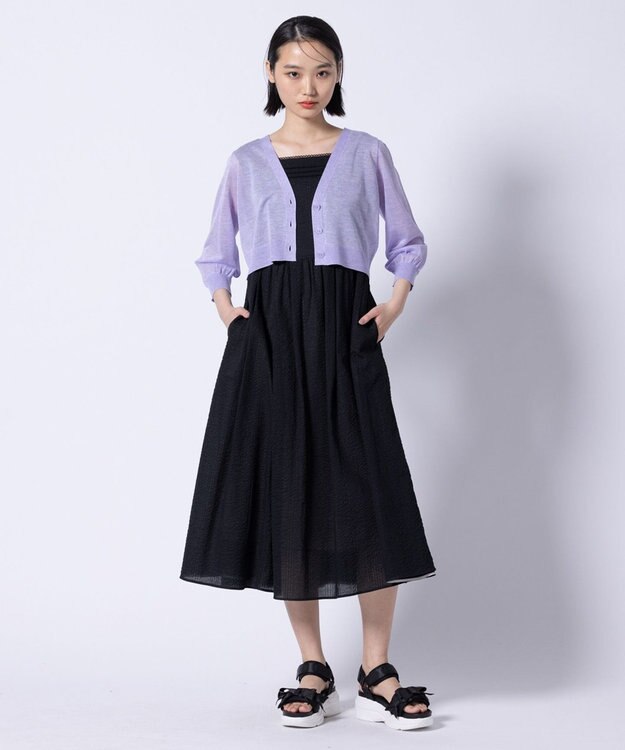 TOCCA 【美人百花掲載】SHEER BUBBLE KNIT ニットカーディガン ライラック系