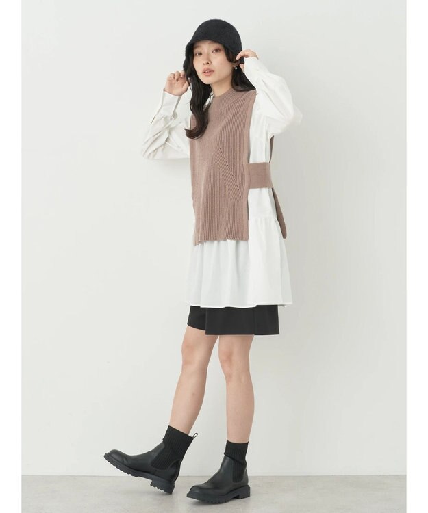 earth music&ecology ＳＥＴ２点　ベスト＋チュニックブラウス Mocha