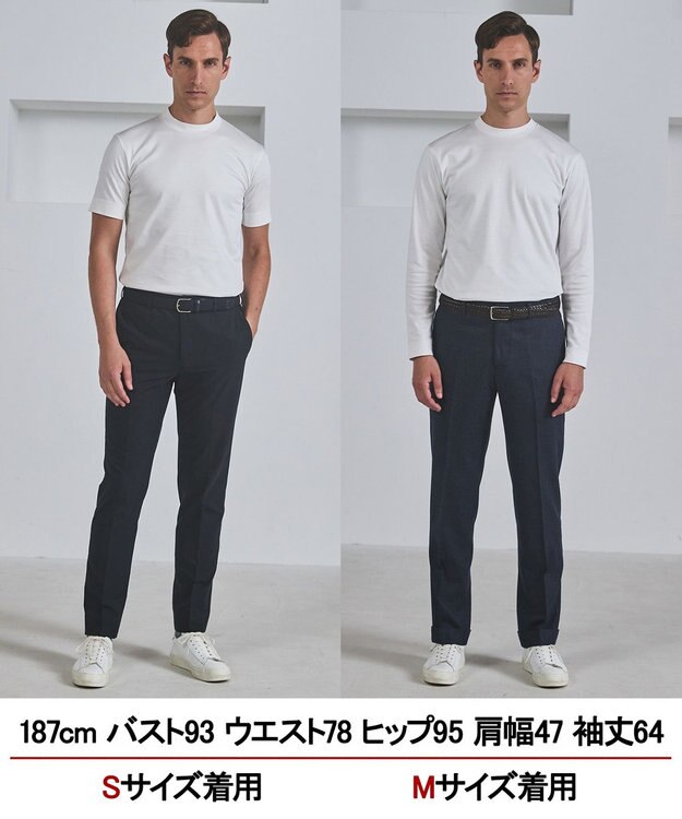 GOTAIRIKU 仕事で着られる 綿100％ 【洗える】カバーネック ドレスTシャツ_ロング ホワイト系