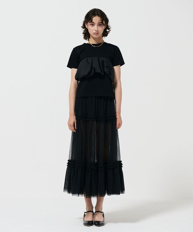 GRACE CONTINENTAL アシメフリルT ブラック