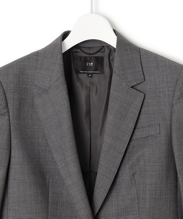 23区 L 【新色追加/セットアップ対応】ラフィーネウール 一つ釦 ジャケット グレーミニチェック