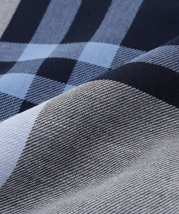 J.PRESS LADIES 【洗える】チェック ストール サックスブルー系3