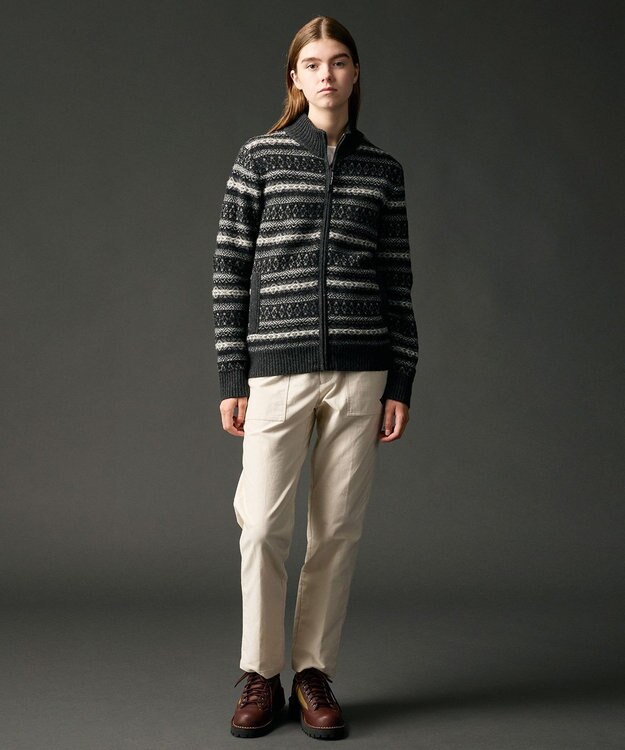 JOSEPH ABBOUD MOUNTAIN 【軽量/ソフト】ラム×モールジャカード ニットブルゾン グレー系7