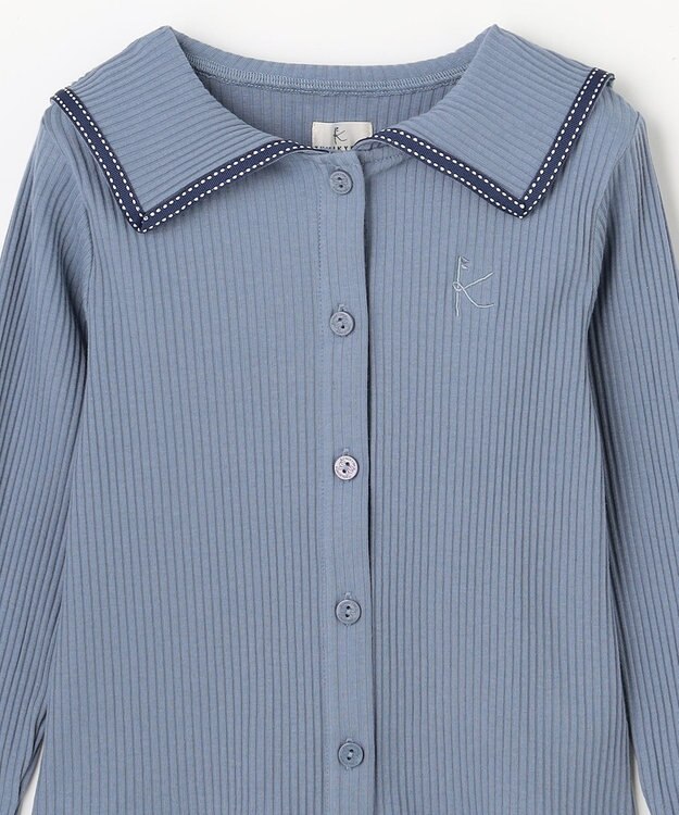 組曲 KIDS 【110-140㎝】 セーラーカラー リブトップス サックスブルー