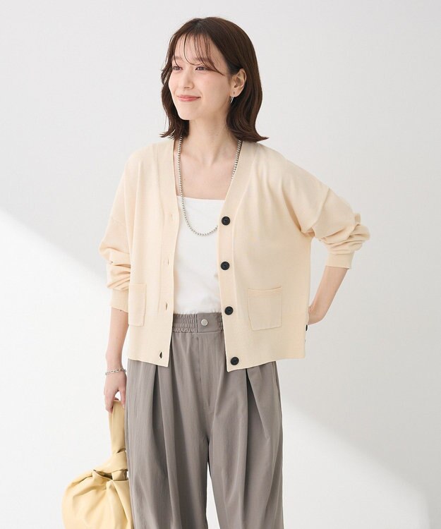 Green Parks ポケット付コンパクトカーディガン Beige