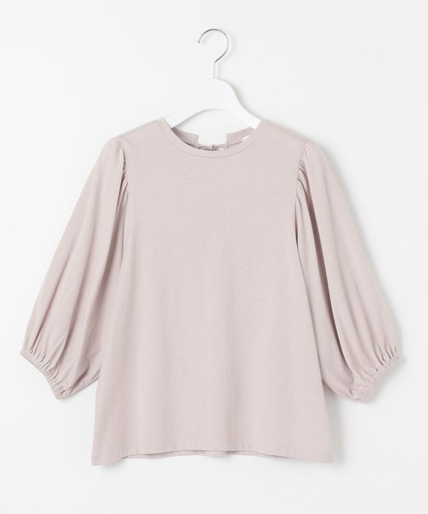 Feroux 【UVケア】バックリボンボリュームスリーブ Tシャツ グレージュ系