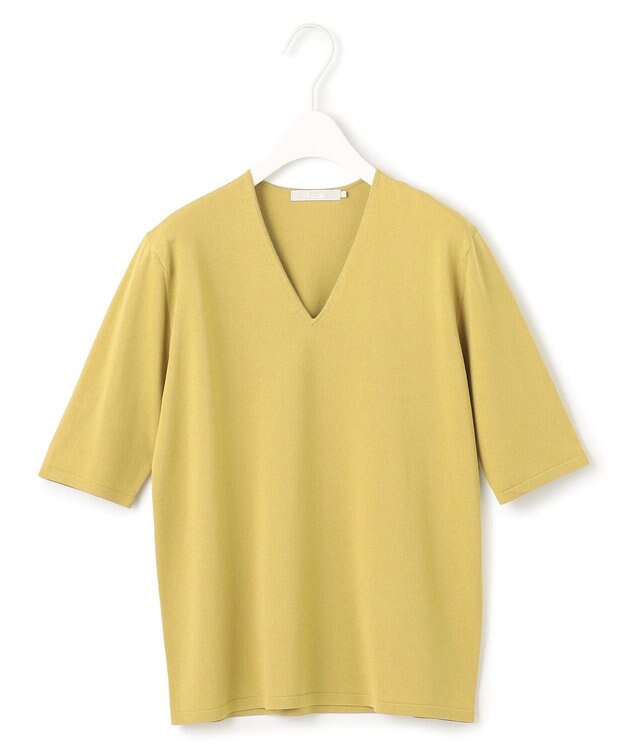 ICB 【洗える】シンセティックハイゲージ 半袖ニット クリームカーキ系