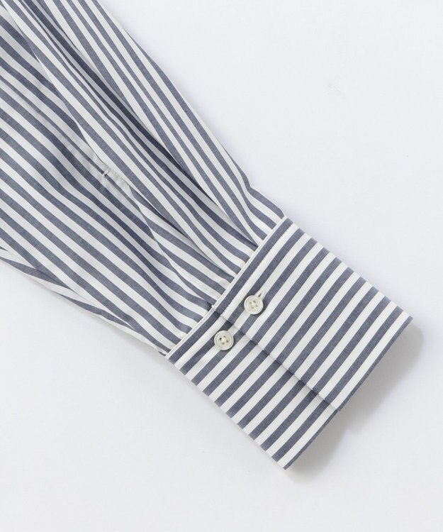 UNFILO イージーケア シャツワンピース ネイビーストライプ