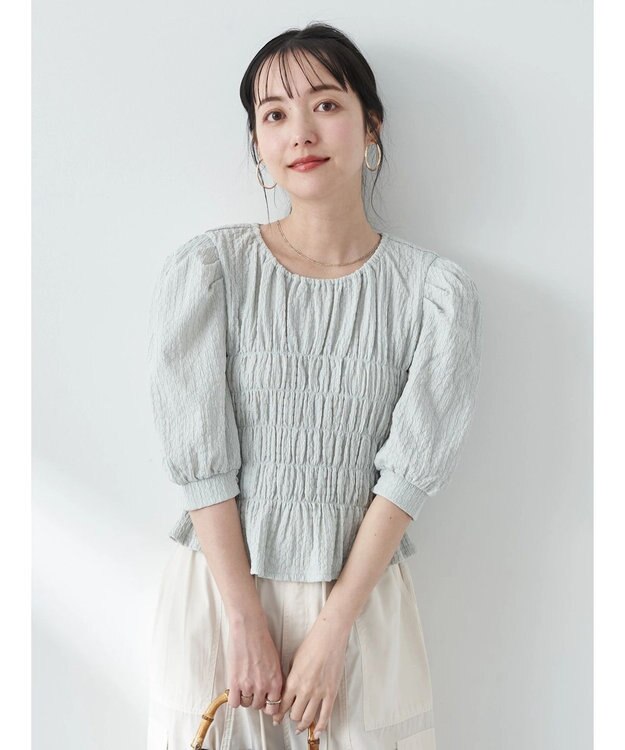 earth music&ecology ポコポコシャーリングトップス Light Green