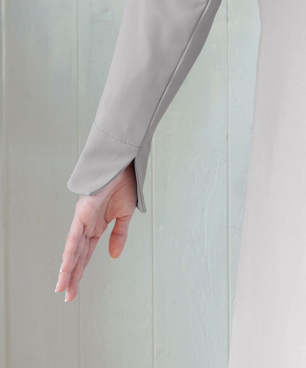 Tiaclasse 【ダブルストレッチ・洗える】ノーカラーAラインコート グレー