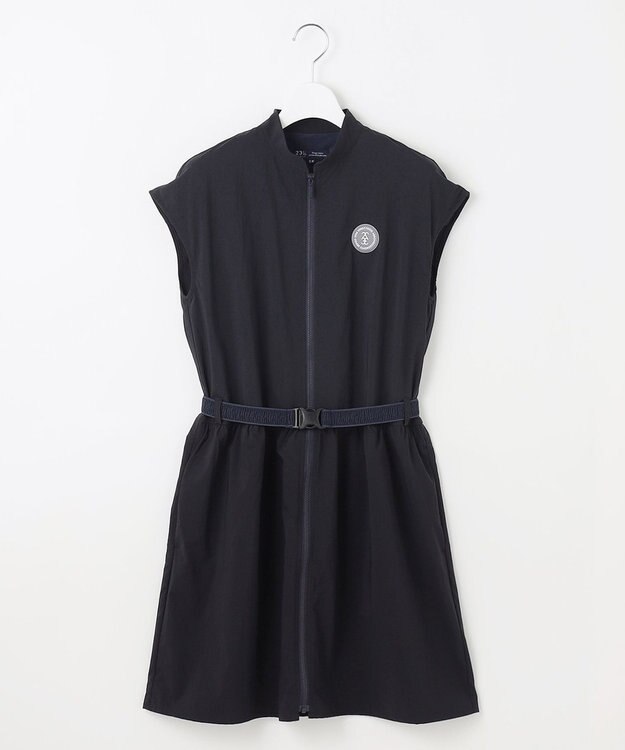 23区GOLF 【WOMEN】フロントジッパーで着脱便利！ベルト付きワンピース ネイビー系