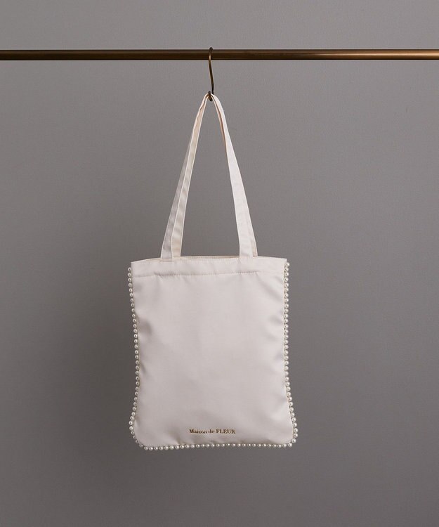 Maison de FLEUR サテンパールブレードトートバッグ Ivory