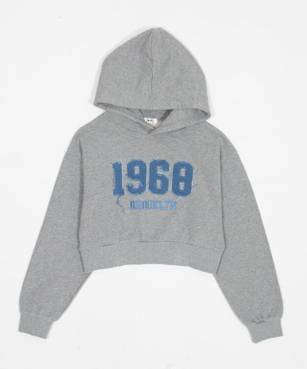 WEGO グラフィックショートプルパーカー 杢グレー