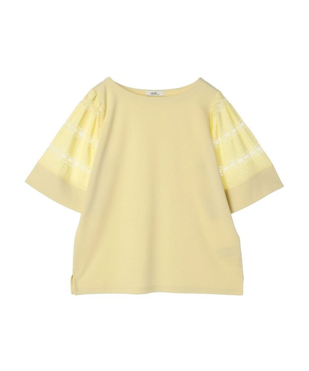 earth music&ecology フレア袖レースプルオーバー Light Yellow