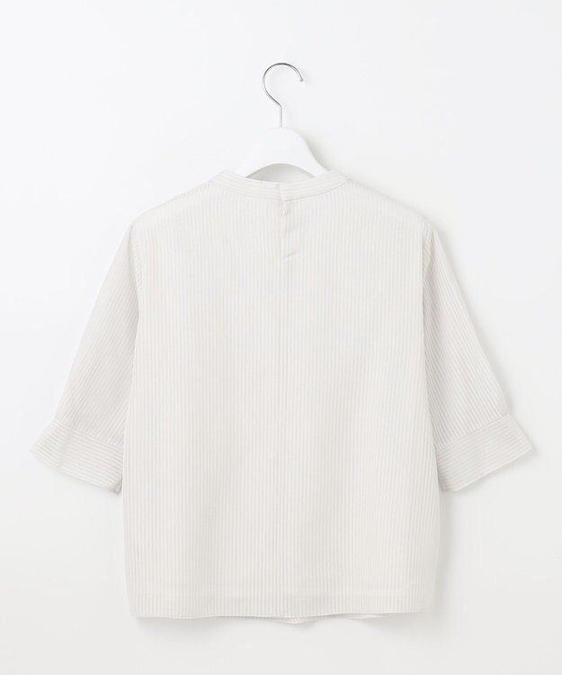 J.PRESS LADIES L シャドーストライプ ボウタイ風 カットソー グレージュストライプ系